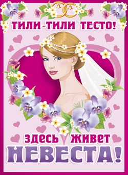плакат здес живет невеста розовый купить